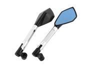 2 Pcs Silver Tone Black Casing Angle Adjustable Motorbike Rearview Blue Mirror