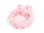 Unique Bargains Pink Fleece Bowknot Decoration Stretchy Hair Holder Headband for Women