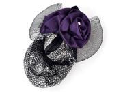 Unique Bargains Lady Purple Rose Flower Bowknot Design Snood Net Hair Clip Barrette Black