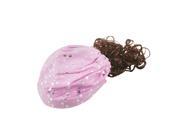 Unique Bargains Unique Bargains Girl Brown Synthetic Hair Wig Pink Head Wrap Hairpiece
