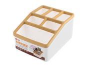 Unique Bargains Home Office Plastic 6 Compartments Storage Organizer Divider Box Camel White