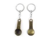 Unique Bargains 2 Pcs Vintage Style Spoon Shape Dangling Pendant Keychain Bronze Tone