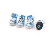 Unique Bargains 2 Pairs Walking Running Blue White Flower Printed Pet Dog Shoes Size XS