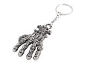 Vintage Style Gray Metal Skull Skeleton Hand Dangling Pendant Keyring Keychain