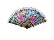 Unique Bargains Ladies Multicolored Chinese Japanese Tradition Lace Folding Hand Fan