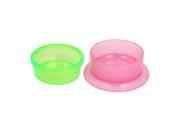 Unique Bargains 2pcs Plastic Dinner Food Water Feeding Bowl Feeder Tool Clear Green Pink for Pet Cat Dog