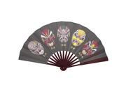Bamboo Ribs Beijing Opera Facial Masks Pattern Fabric Foldable Craft Hand Fan