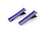 Unique Bargains 2Pcs Light Purple Blue Rhinestone Detailing Metal Alligator Hair Clips for Women