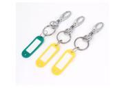 Unique Bargains Home Office Yellow Green Name Tag Clip Keychain Keys Holder Organizer 3pcs