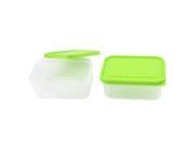 Unique Bargains 2pcs 300mL Green Cap Clear PP Vacuum Bento Lunch Case Container Food Storage Box