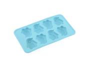 Penuins Shape 8 Containers Light Blue Rubber Kitchen DIY Ice Mold Tray Maker