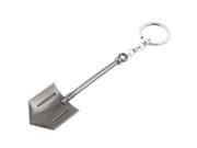 Silver Gray Metal Shovel Dangling Pendant Keys Holder Ring Keychain 155mm Length