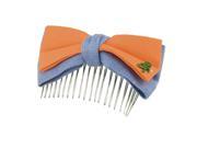 Orange Double Layers Bowknot Decor Metal Toothed Hair Comb Clip for Women