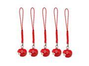 Unique Bargains 5Pcs Red Sheep Designed Metal Bell Dangling Pendant for Handbag Purse Key Ring