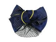 Unique Bargains Dark Blue Gold Tone Barrette Snood Net Bowknot Hair Clip for Women
