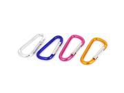 Travel Hiking Aluminum Clip Hook D Ring Keychain Carabiner 4Pcs Multicolor