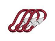 3 Pieces Lockable Outdoor Sports Carabiner Hook Keychain Red