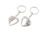 Unique Bargains Heart Design Rhinestone Inlaid Dangling Pendant Love Keychain Keyring 2 Pcs