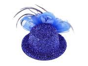 Unique Bargains Lady Flower Mesh Decor Blue Glittery Tinsel Cover Mini Top Cap Hair Clip