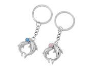 Unique Bargains Stainless Alloy Keychian Keyring w Dolphin Pendant