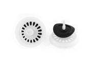 Home Kitchen White Plastic Water Sink Drainer Strainer Filter Cover 3 Dia 2 Pcs