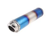 Universal 465mm Long 55mm Inlet Motorcycle Exhaust Muffler Tip Blue Sliver Tone