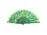 Hollow Out Frame Glittery Powder Accent Butterfly Print Handheld Hand Fan Green