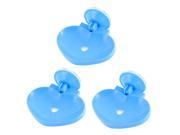 Washroom Plastic Heart Design Hollow Out Suction Cup Soap Holder Blue 3 Pcs