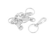 5Pcs Metal Swivel Clip Hook Split Ring Kering Keychain Key Holder Silver Tone