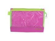 Traveling Zipper Closure 6.7 x 9.4 Cosmetics Makeup Storage Bag Fushcia Green