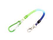 Green Carabiner Hook Spring Stretchy Coil Key Chain Cord w Lobster Clasp