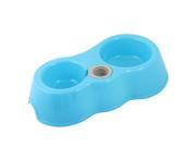 Unique Bargains Puppy Dog Cat Pet Water Automatic Plastic Feed Bowl Dinner Food Feeder Dish Blue