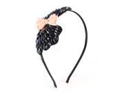 Unique Bargains Lady Black Butterfly Design Pink Bowknot Faced Beads Glittery Ornament Hairband