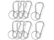 8 x Silver Tone Aluminum Alloy Spring Loaded Gate Keychain Carabiner Hook