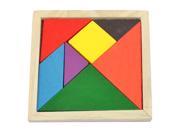 Child 7 Parts Wooden Geometry Puzzle Brain Tester Training Rainbow Tangram