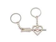 2 pcs Heart Arrow Design Alloy Keychain Keyring