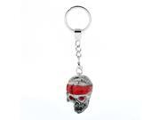 Unique Bargains Gray Red Plastic Skull Head Shaped Pendant Keychain Key Ring Decoration Gift