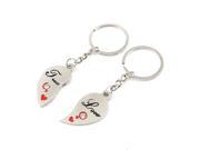 Unique Bargains Pair Faux Crystal Accent Magnetic Key Ring Pendant Silver Tone for Couples