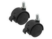 Unique Bargains Shopping Cart 10mm Thread 1.5 Round Two Wheel Brake Swivel Caster Black 2 Pcs