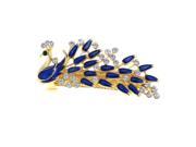 Unique Bargains Woman Royal Blue Peacock Shaped Metal Barrette Hairclip French Clip Gold Tone