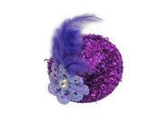 Faux Feather Crystal Purple Glittery Mini Top Hat Hair Clip Clamp for Ladies