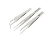 Unique Bargains 3 in 1 Repairing Tools Straight Curved Flat Tip Action Tweezers Set