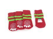 Unique Bargains Red Green Size M Paw Printed Anti Slip Stretchy Pet Dog Doggie Socks 2 Pairs