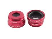 Unique Bargains 2 Pcs Red Fish Eye 0.67 Wide Angle Camera Macro Lens for Mobile Phone