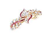 Unique Bargains Red Faux Rhinestone Flower Design Haipin French Hair Clip for Lady