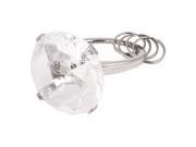 Clear White Faux Crystal Accent Circular Shape Ring Design Keyring Key Chain