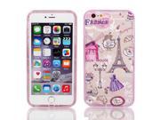 Plastic Eiffel Tower Print Case Cover w Bumper Frame for iPhone 6 Plus Pink