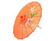 Flower Printed Orange Polyester Cover Bamboo Ribs Folding Parasol Dance Umbrella