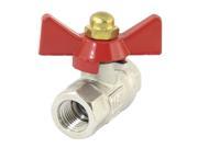 Unique Bargains 13mm to 13mm Female Thread F F Red Tee Shaped Handgrip Ball Valve