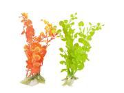 Unique Bargains 2 in 1 Assorted Plastic Water Plants Green Orange Red for Aquarium Fish Tank